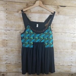 Anthropologie Tiny Embroidered Tank Top Navy Teal